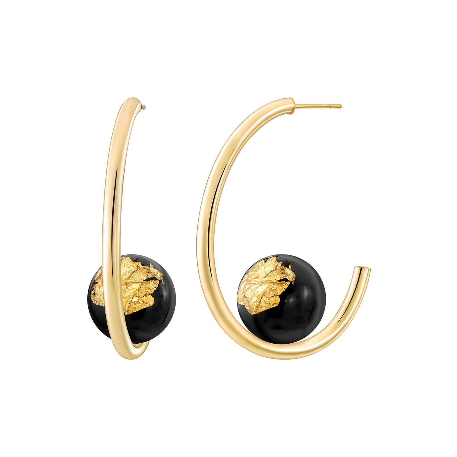 Beaded Lucite Hoops - BLACK
