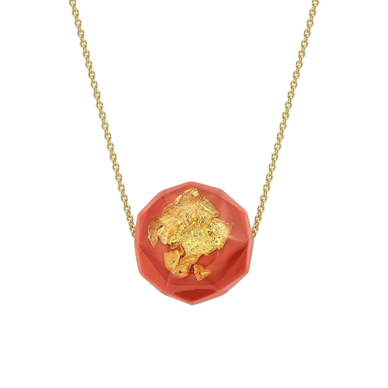 XL Faceted Bead Necklace - LIVING CORAL