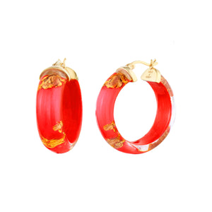 Mini Gold Leaf Lucite Hoops