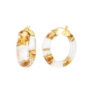 Clear Gold Leaf Hoops