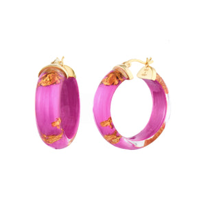 Mini Gold Leaf Lucite Hoops