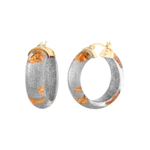 Mini Gold Leaf Lucite Hoop Earrings