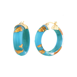 Teal Huggie Hoops