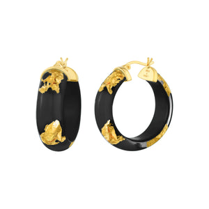 Black Gold Leaf Hoops