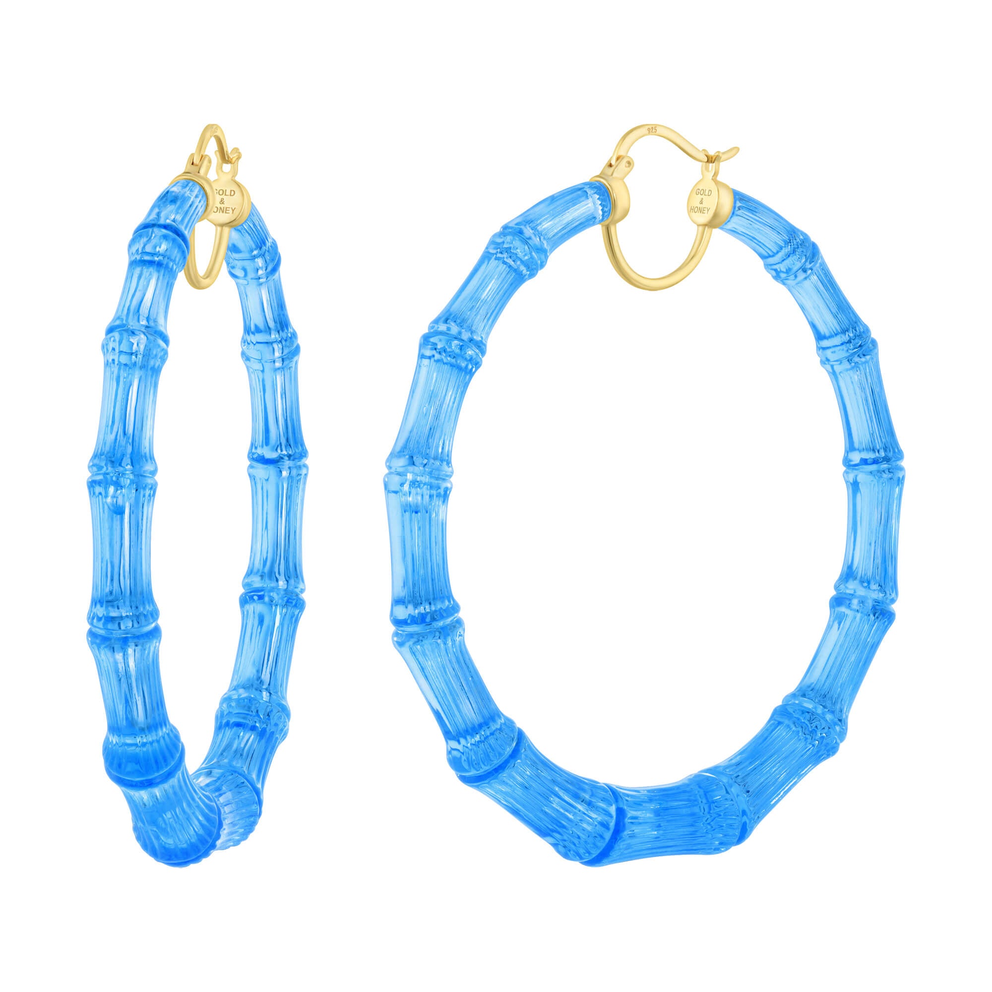 XL Blue Lucite Bamboo Hoops