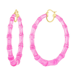 XL Pink Bamboo Hoops