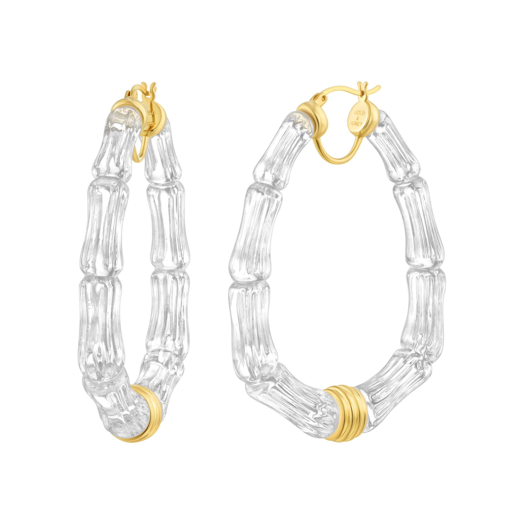 Clear Oval Lucite Bamboo Hoops