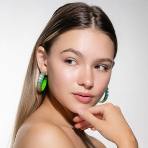 Iridescent Hoops in Green