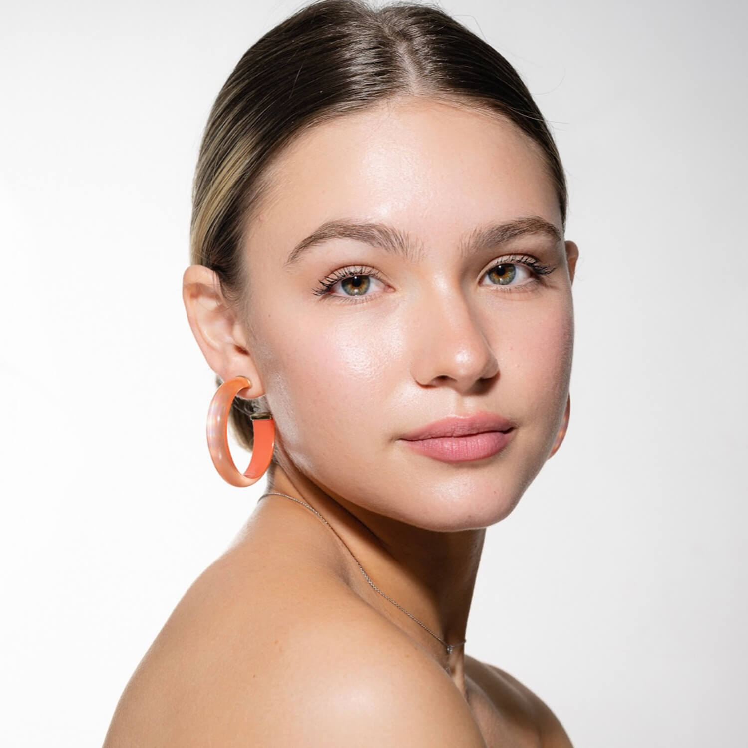 orange iridescent hoop earrings