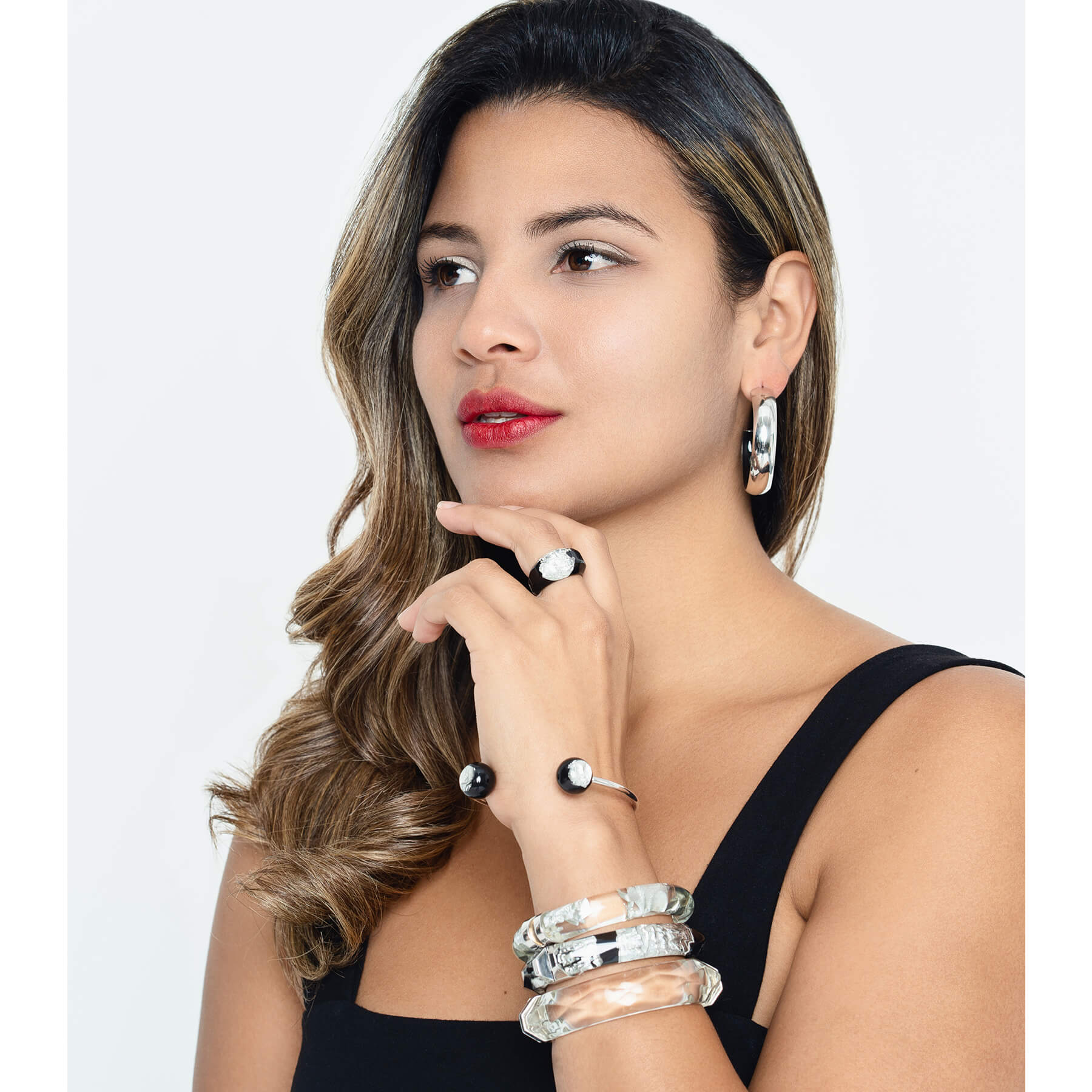 24k gold leaf bead cuff bracelet