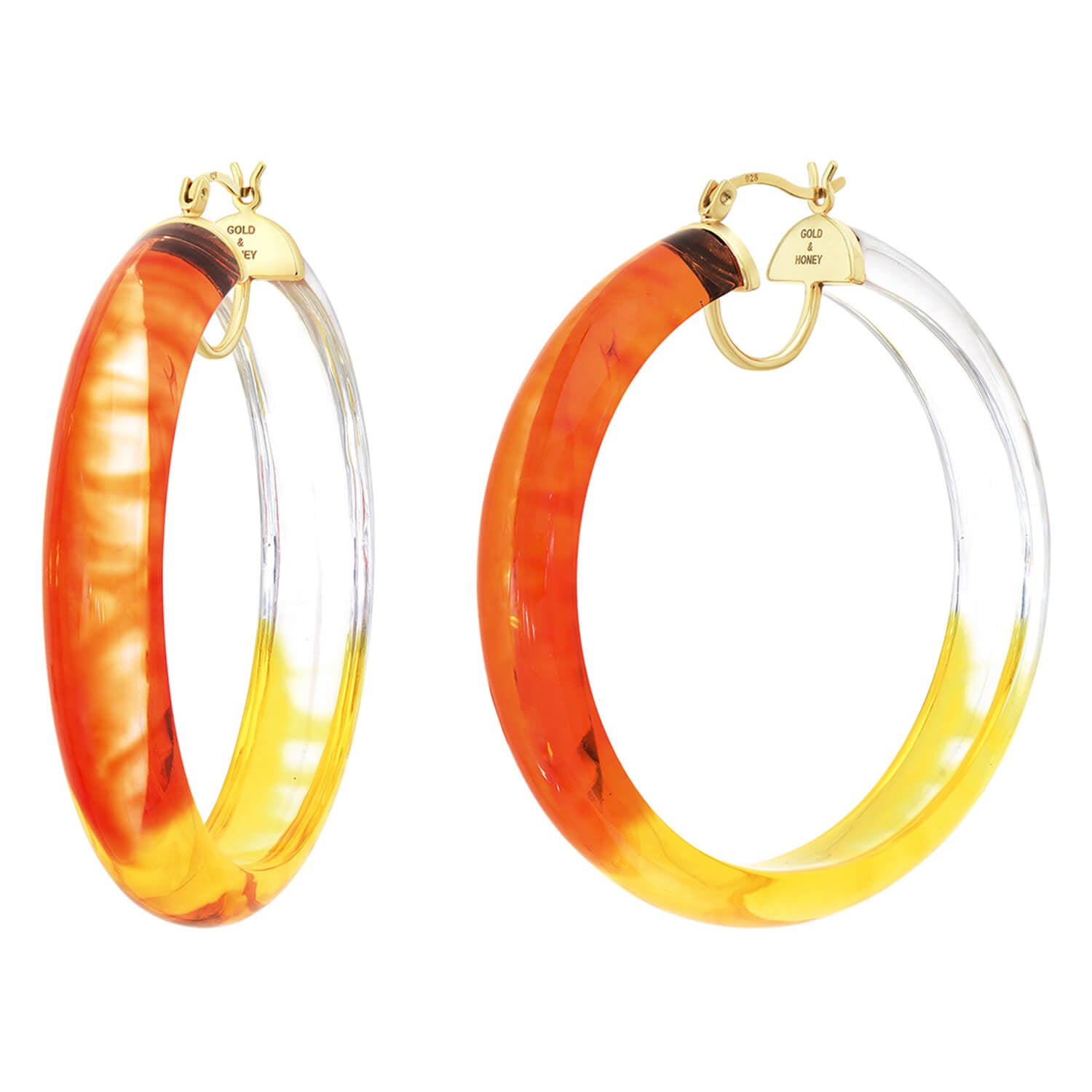 Tie Dye Lucite Hoops in Red & Yellow