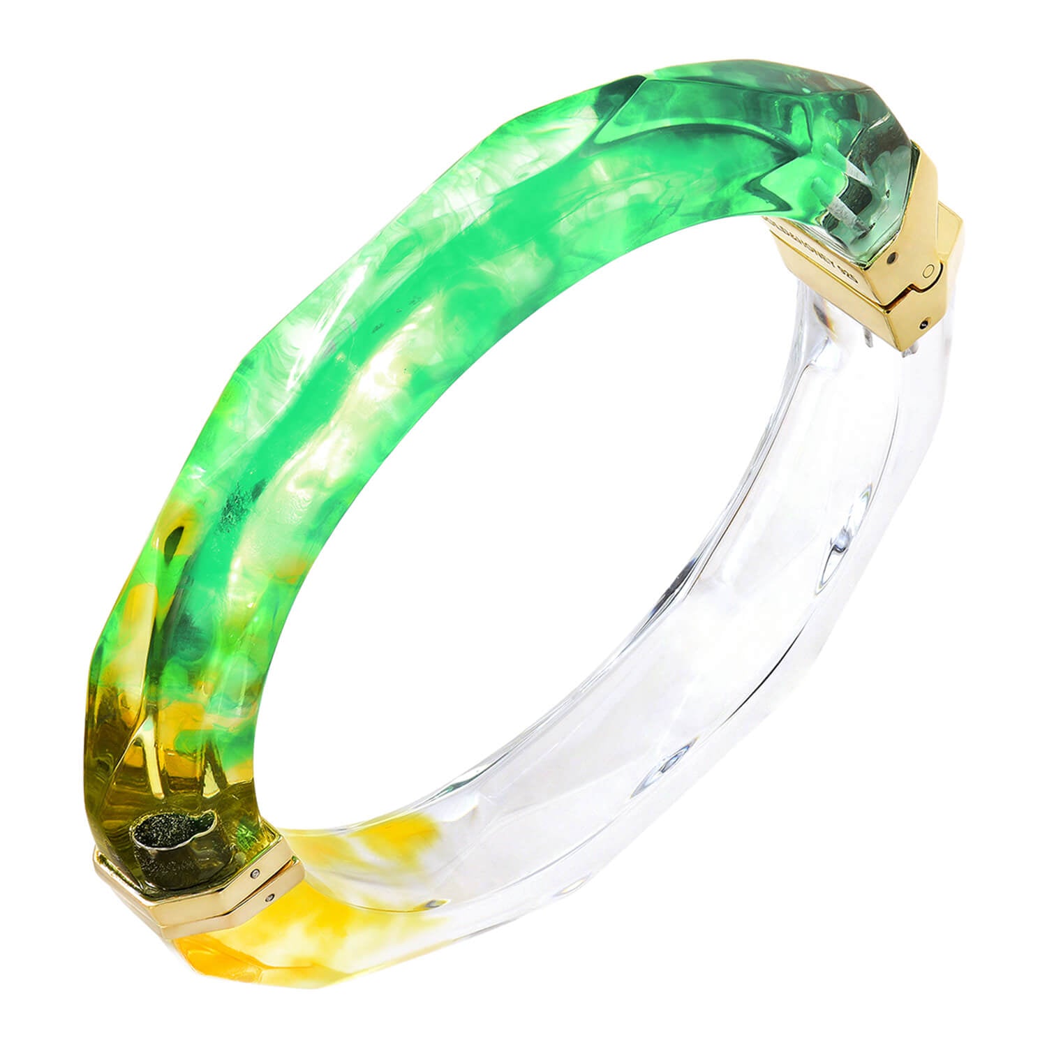 Tie Dye Hinge Bangle in Green & Yellow