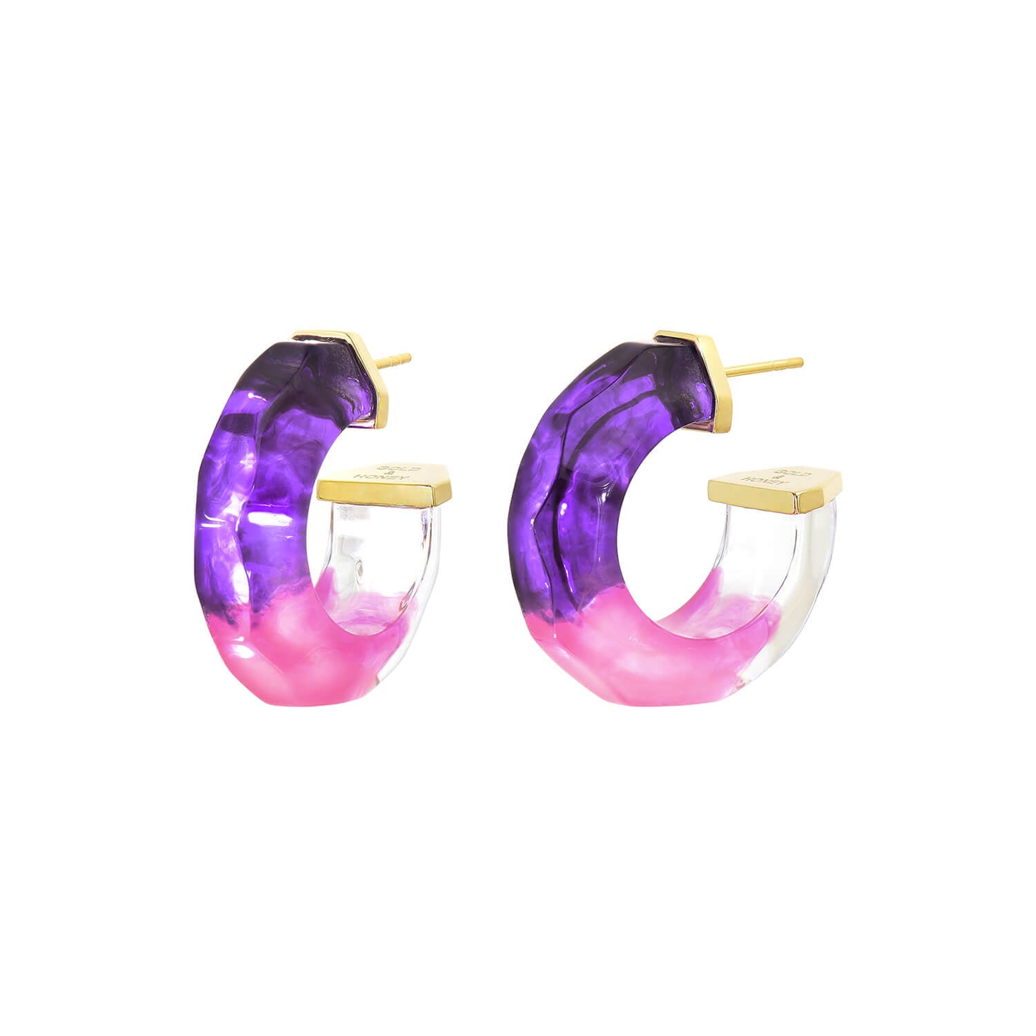 Mini Tie Dye Lucite Hoops in Purple & Pink