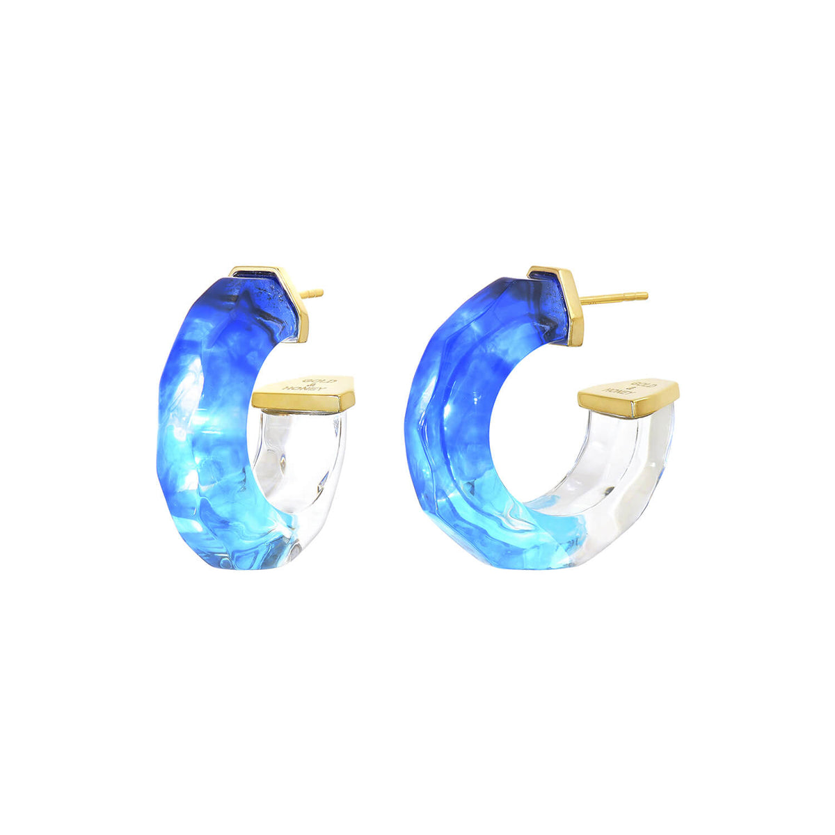 Mini Tie Dye Lucite Hoops in Blue