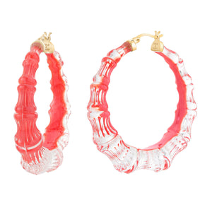 Red Bamboo Lucite Hoops