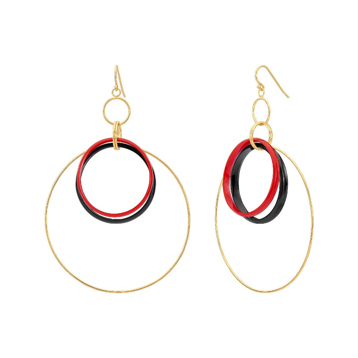 Double Lucite and Silver Hoop Drop Earrings