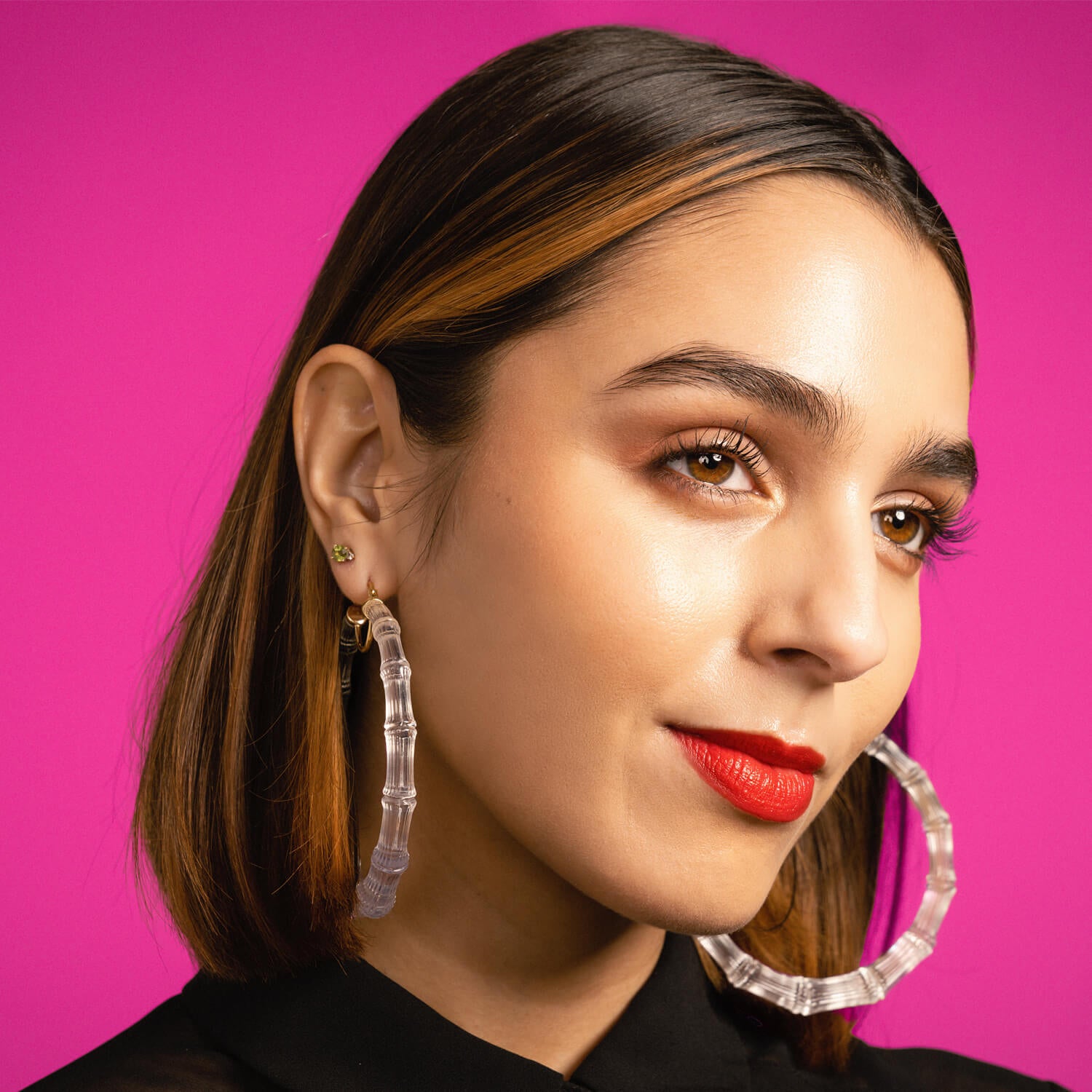 Clear Lucite Bamboo Hoops