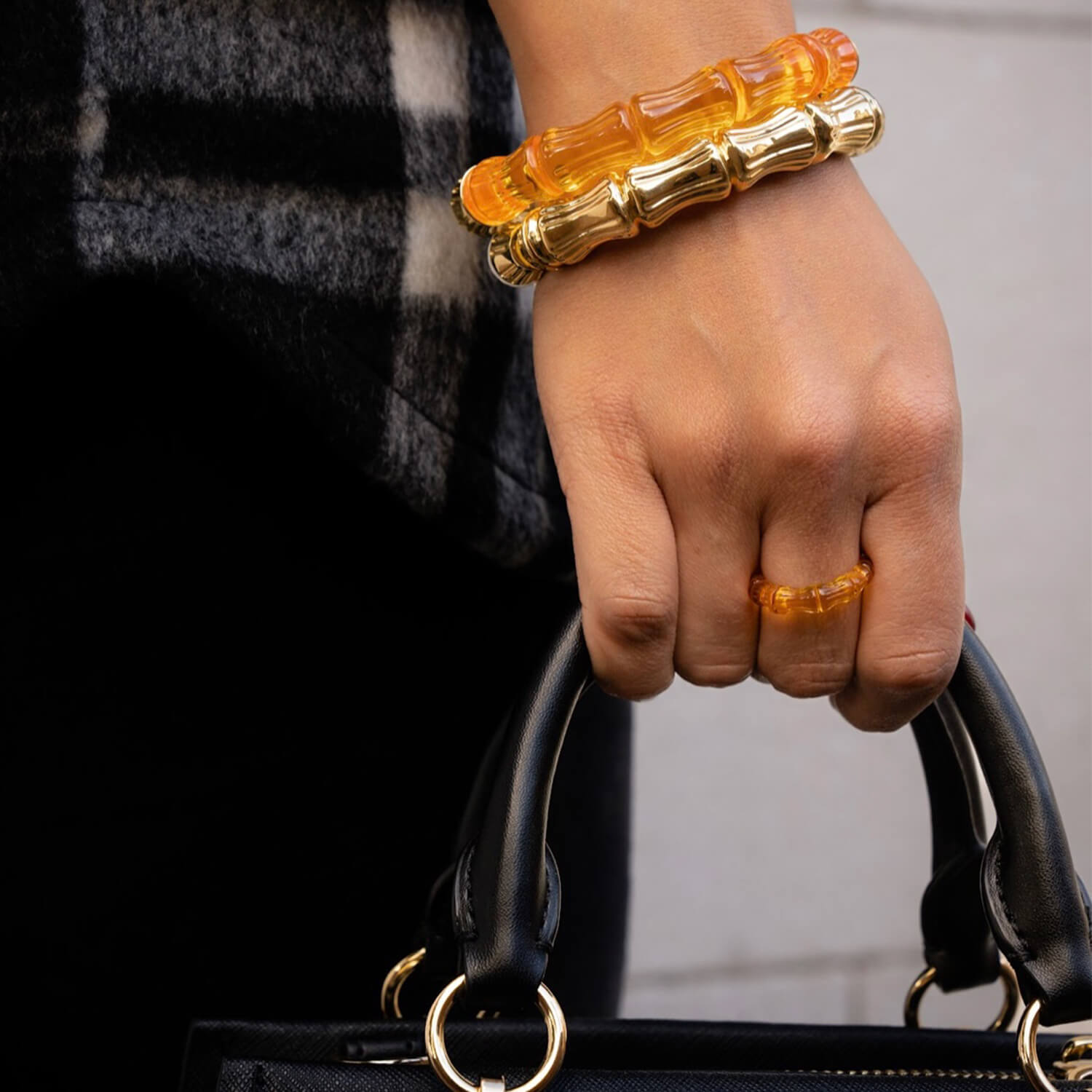 honey orange gold bamboo bangle