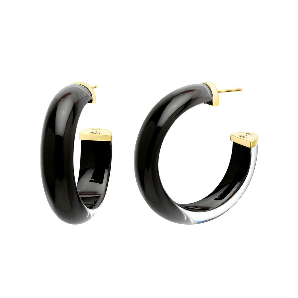 Small Illusion Lucite Hoops in BLACK