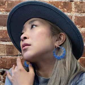 Blue Bamboo Hoops on Model