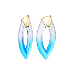 Blue marquise hoop earrings