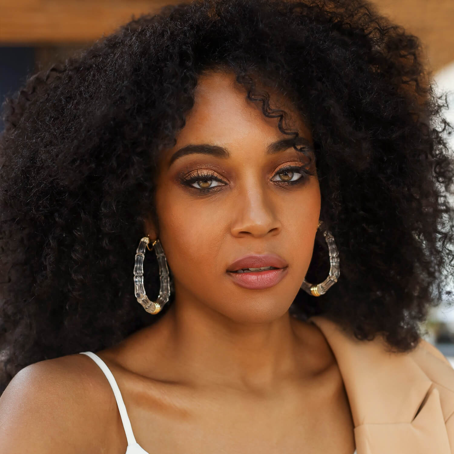 oval large big bamboo hoop earrings