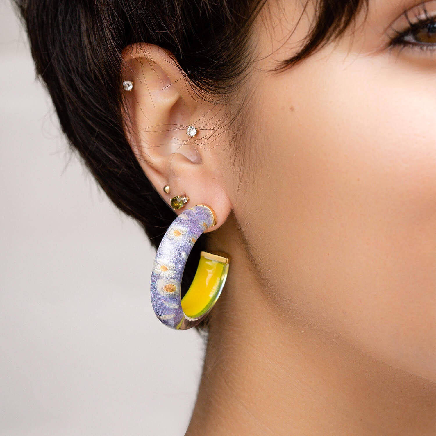 daisy flowers hoop earrings