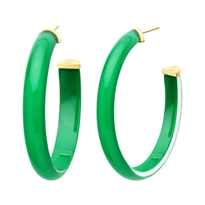 XL Oval Illusion Lucite Hoops in Dark Green