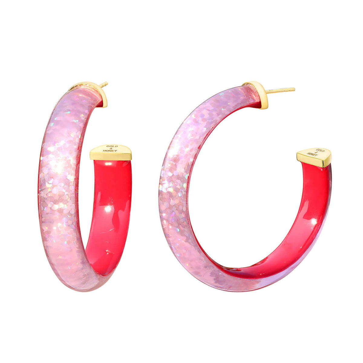 Disco Lucite Hoops in Pink