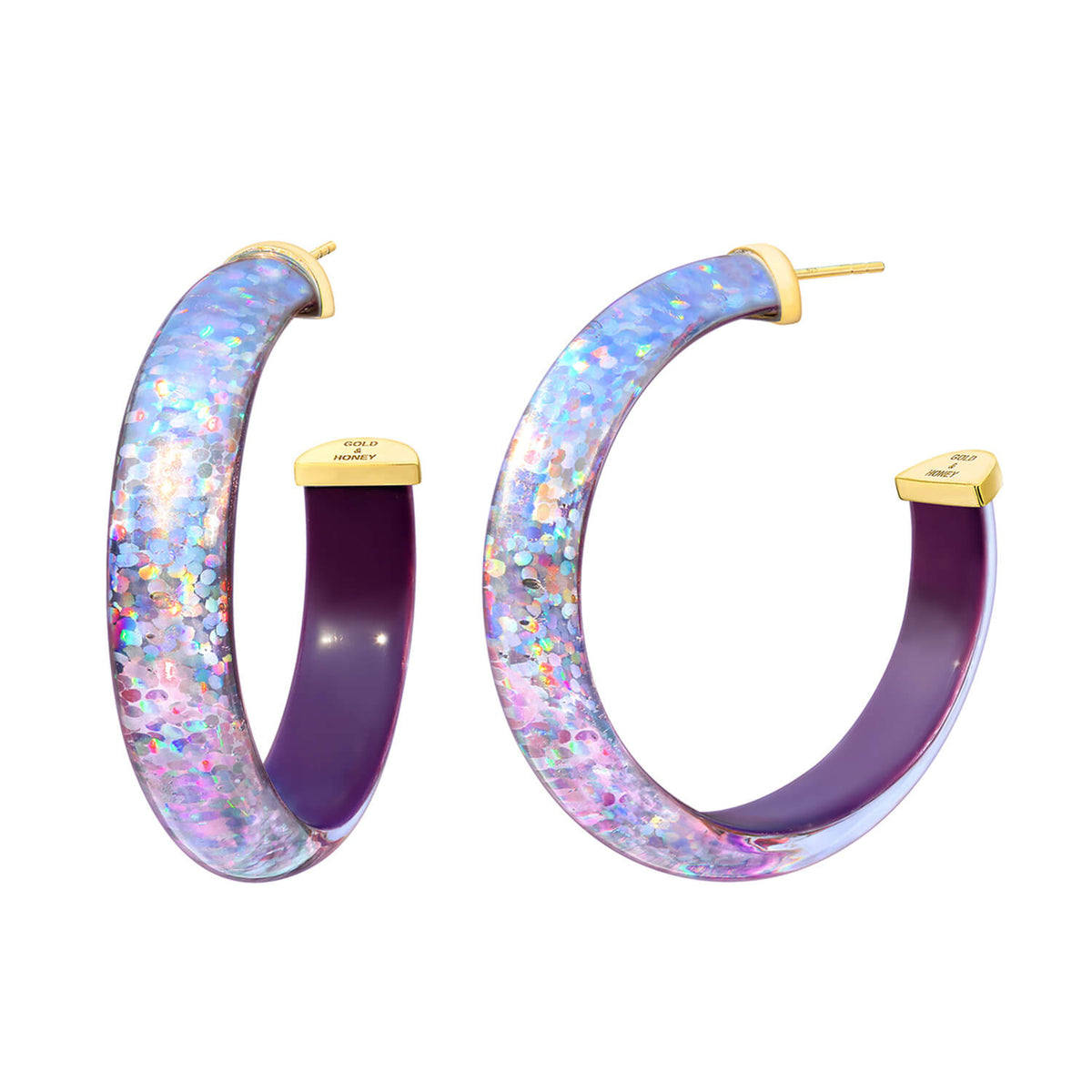 Disco Lucite Hoops in Purple
