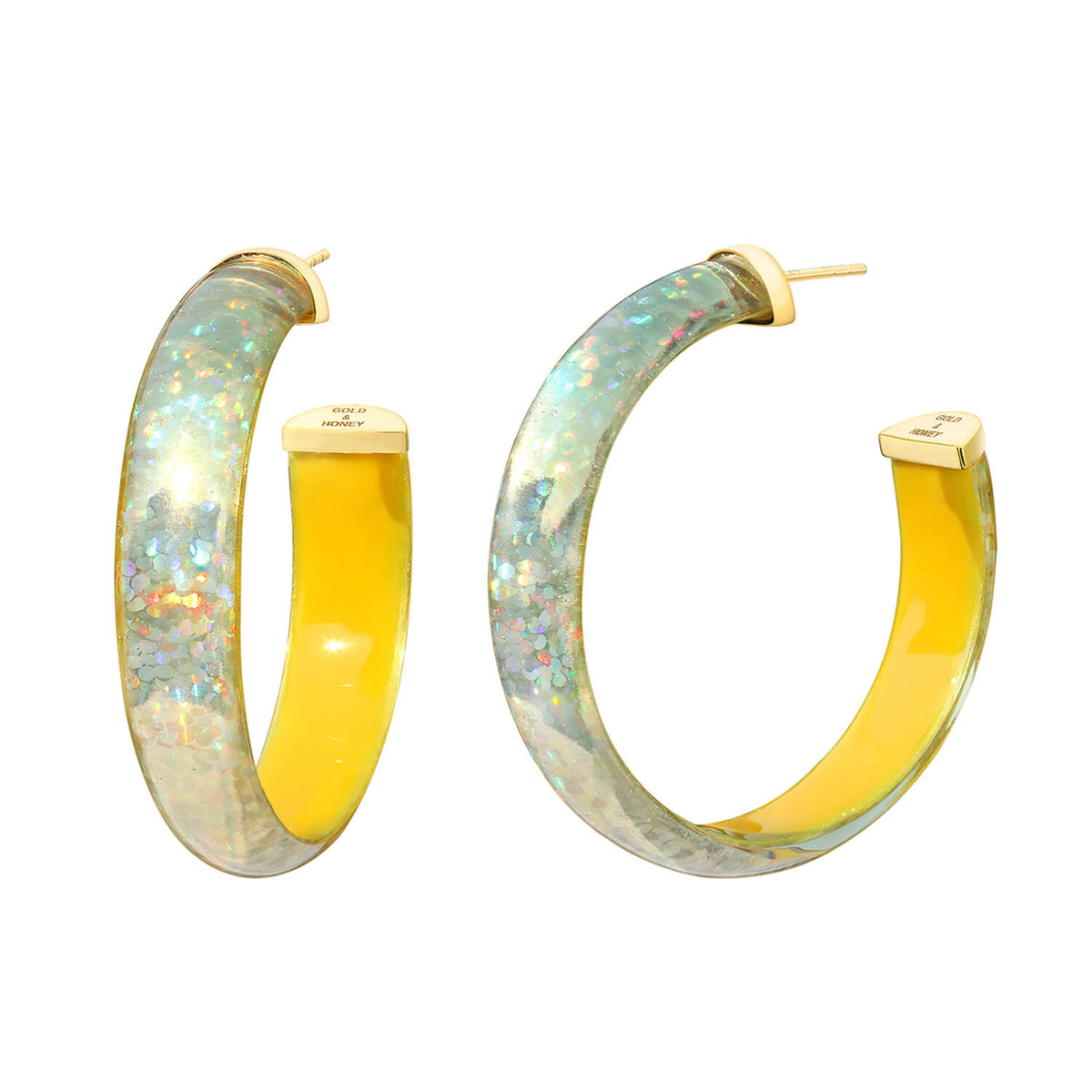 Disco Lucite Hoops in Yellow
