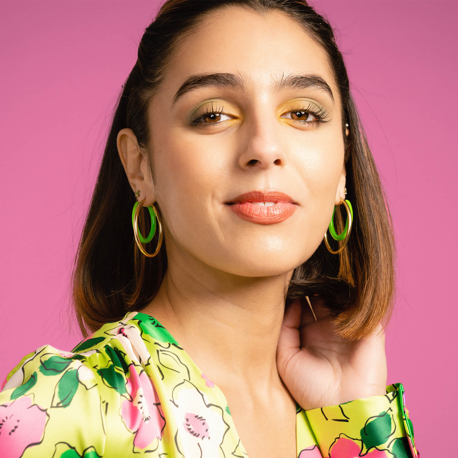 Pink Double Enamel Hoops