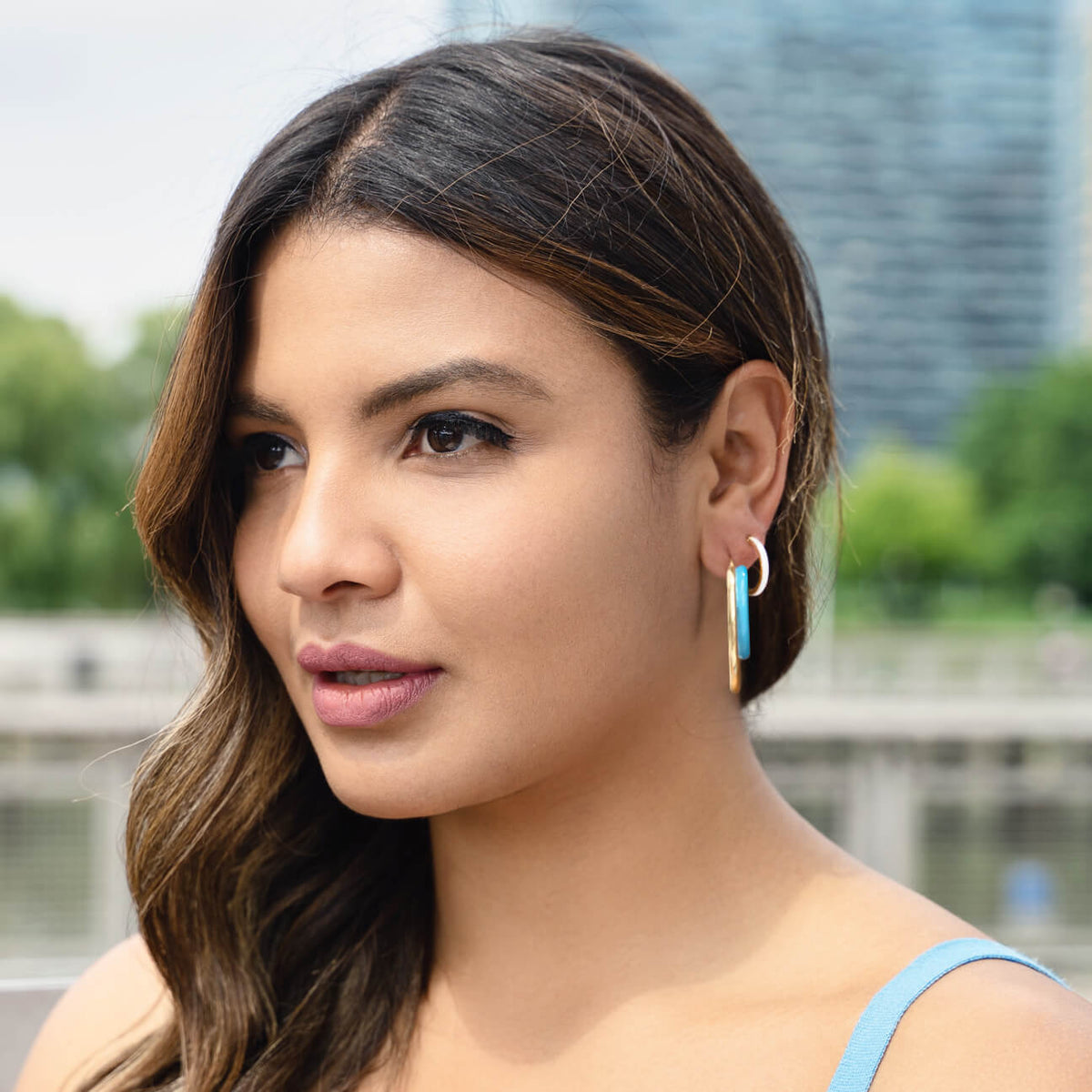 Double Hoops in Gold and enamel