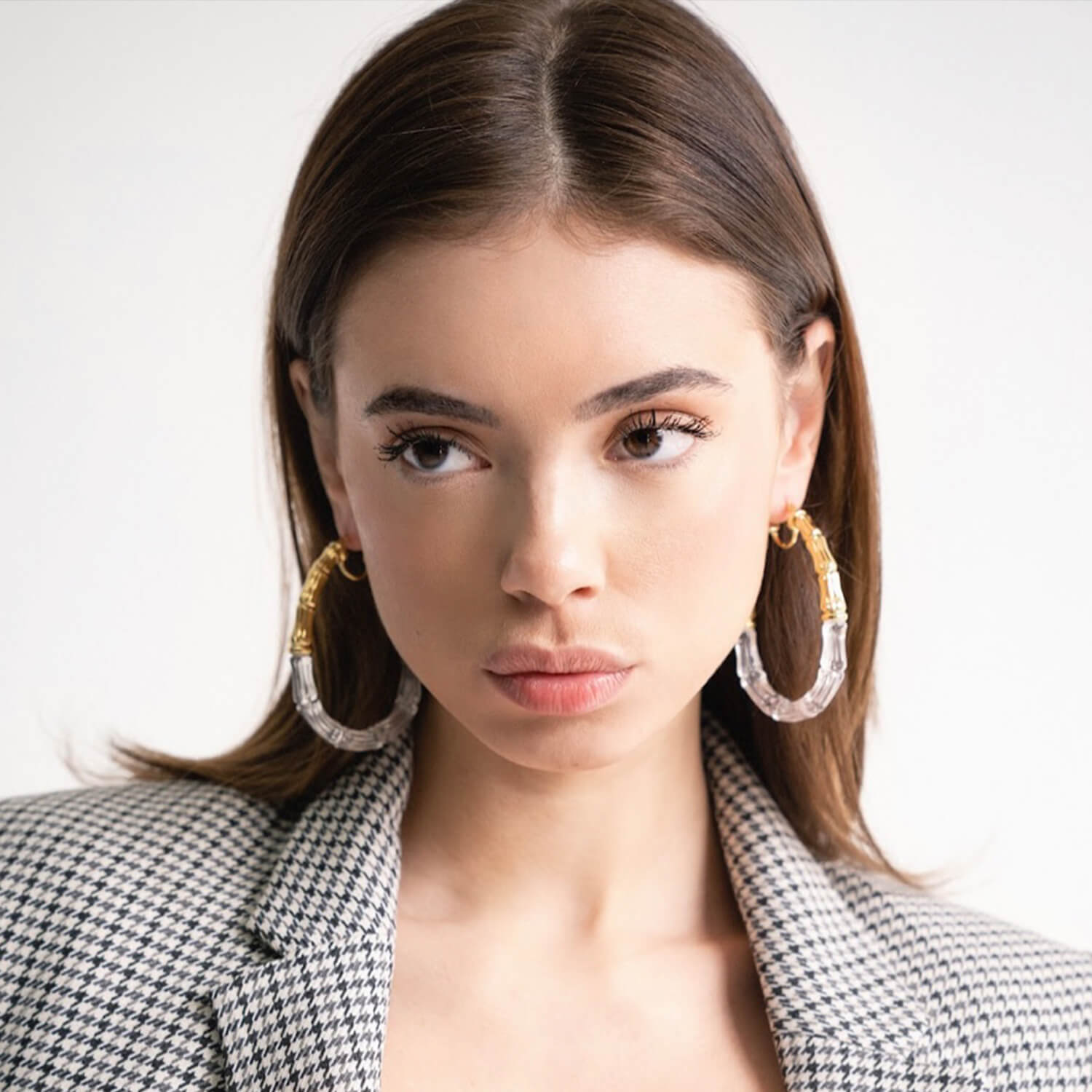 Oval Lucite Bamboo Hoops