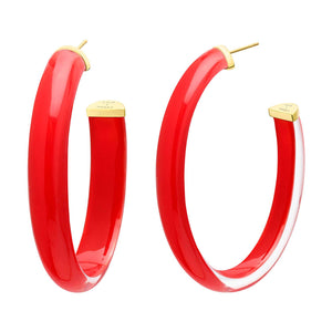 XL Illusion Lucite Hoops in Red