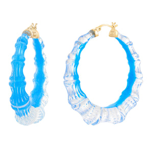 Blue Bamboo Lucite Hoops