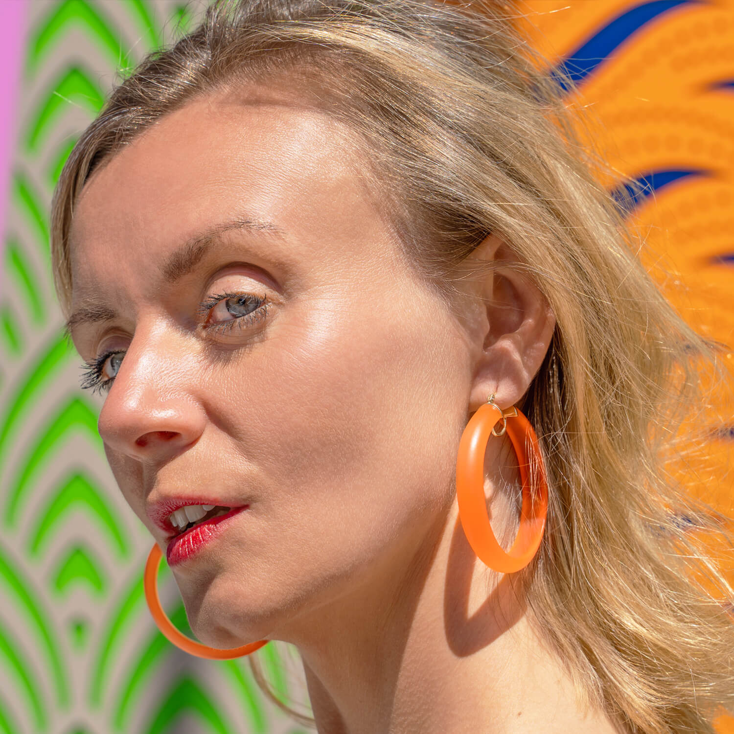Frosted Lucite Hoops in Orange