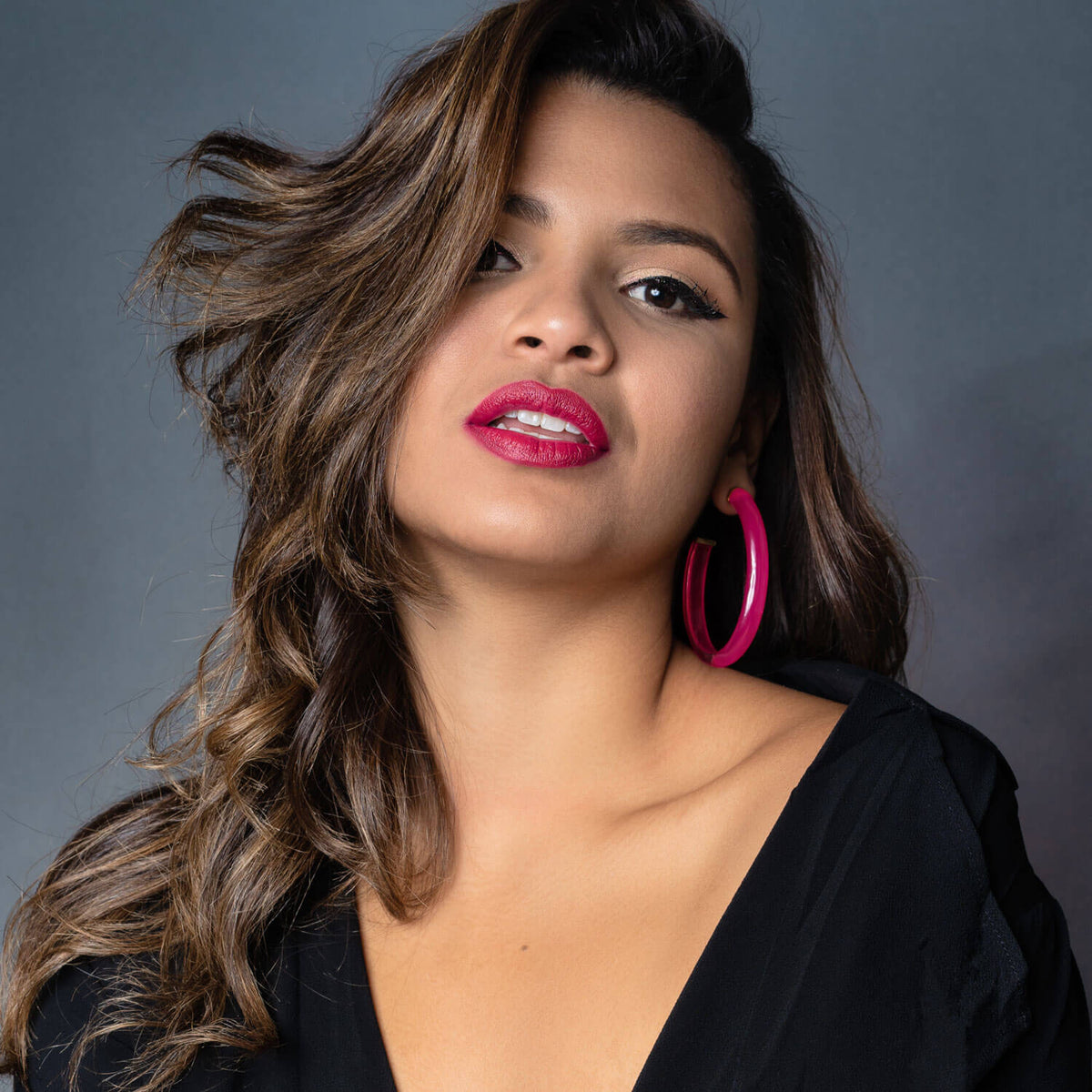 XL Oval Illusion Lucite Hoops on Model