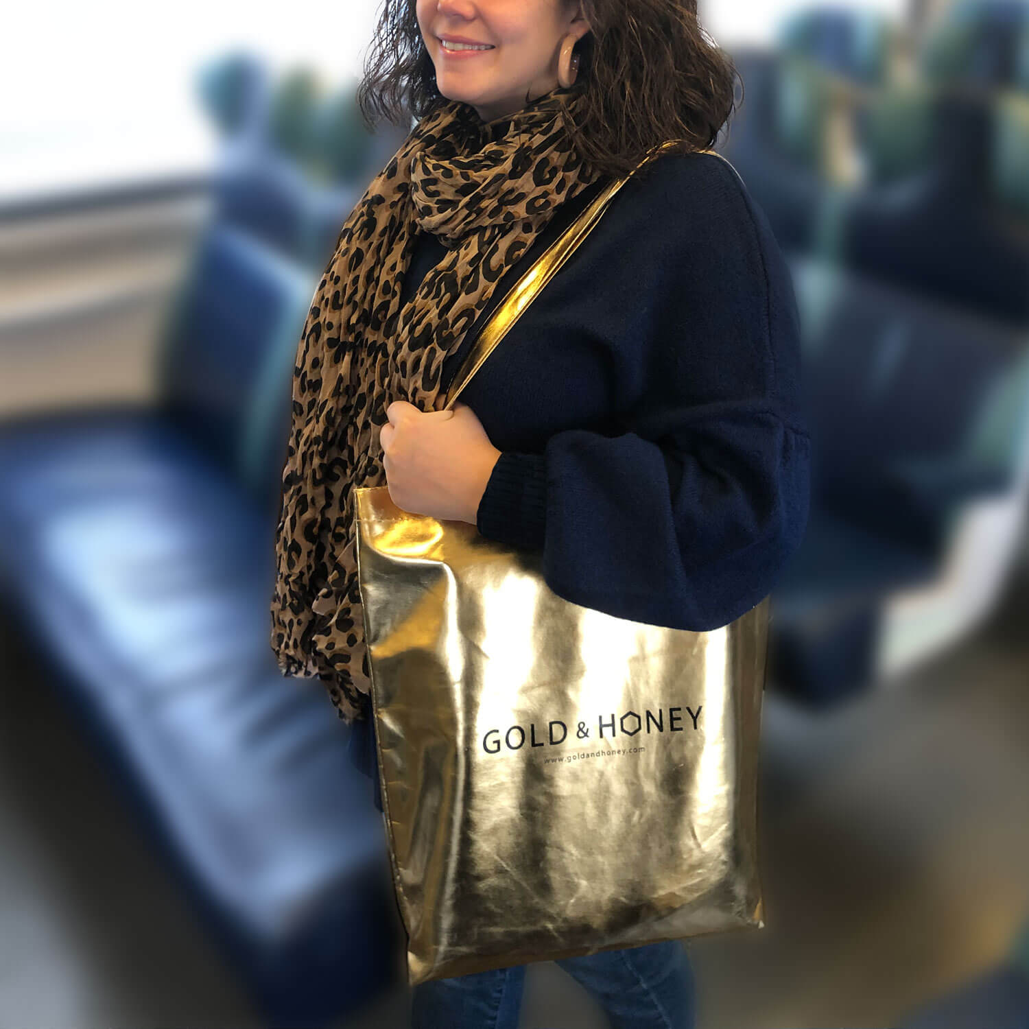 Gold tote bag