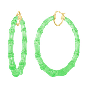 Green Lucite Bamboo Hoops