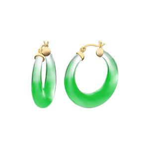 Green Lucite graduated hoop earring 