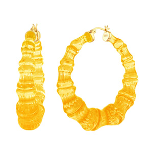 Honey Orange Lucite Bamboo Hoops