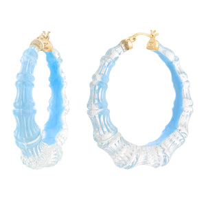 Ice Blue Bamboo Lucite Hoops