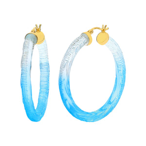 Blue Ombre Lucite Hoop Earrings