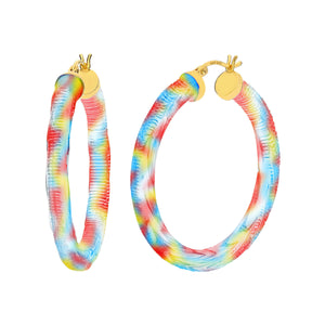 Multi Color Lucite Hoop Earrings