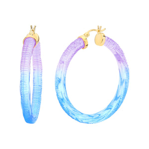 Purple and Blue Ombre Lucite Hoop Earrings
