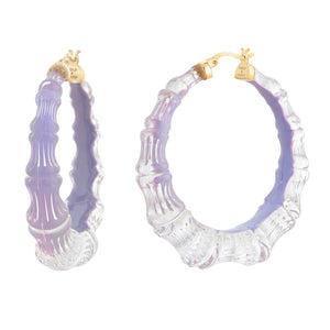 Lavender Purple Bamboo Lucite Hoops