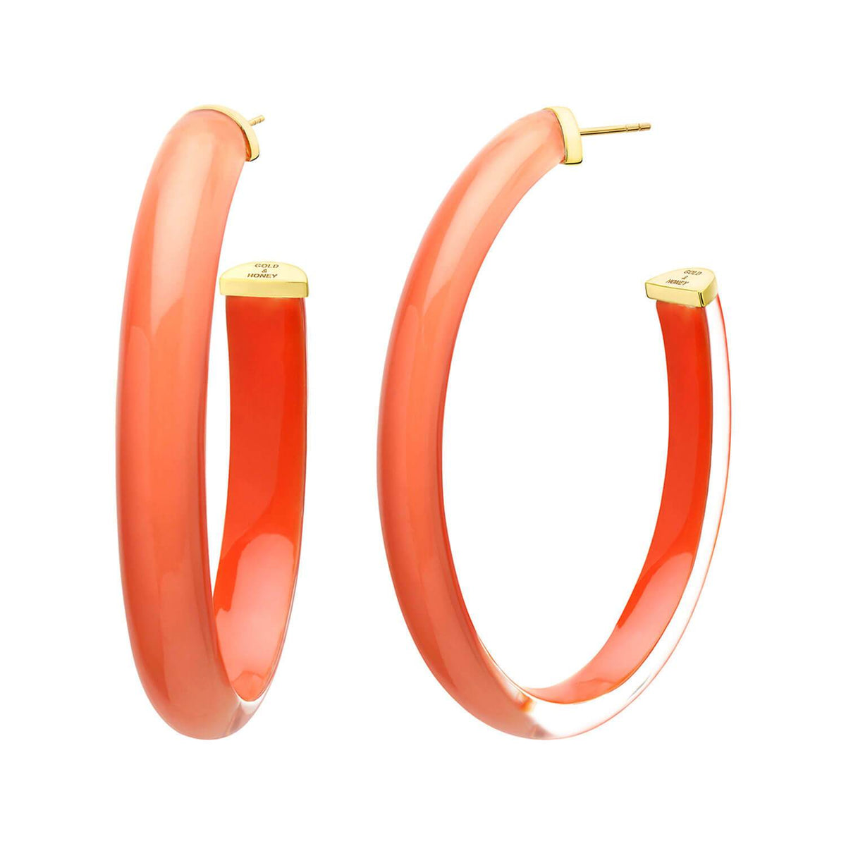 XL Illusion Lucite Hoops in LIVING CORAL