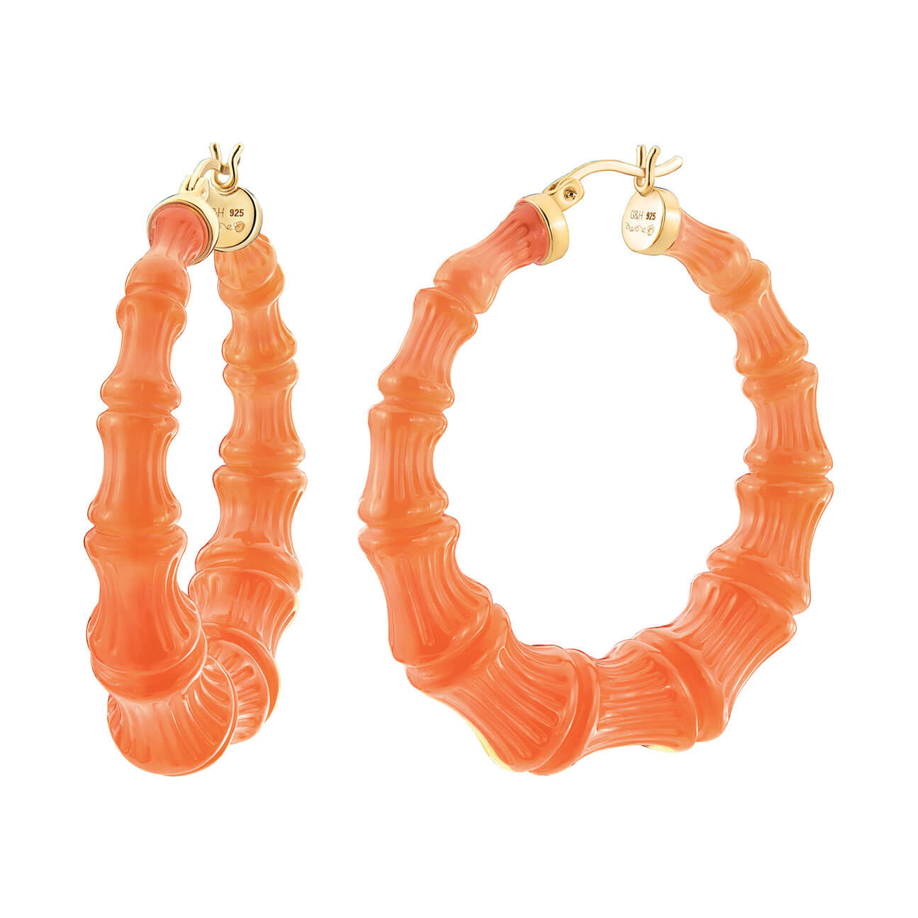 Living Coral Lucite Bamboo Hoops