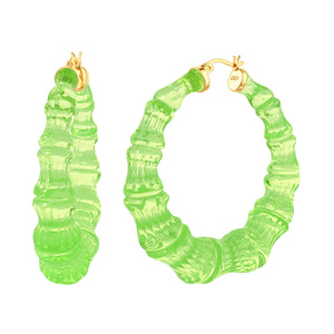 Lime Green Lucite Bamboo Hoops